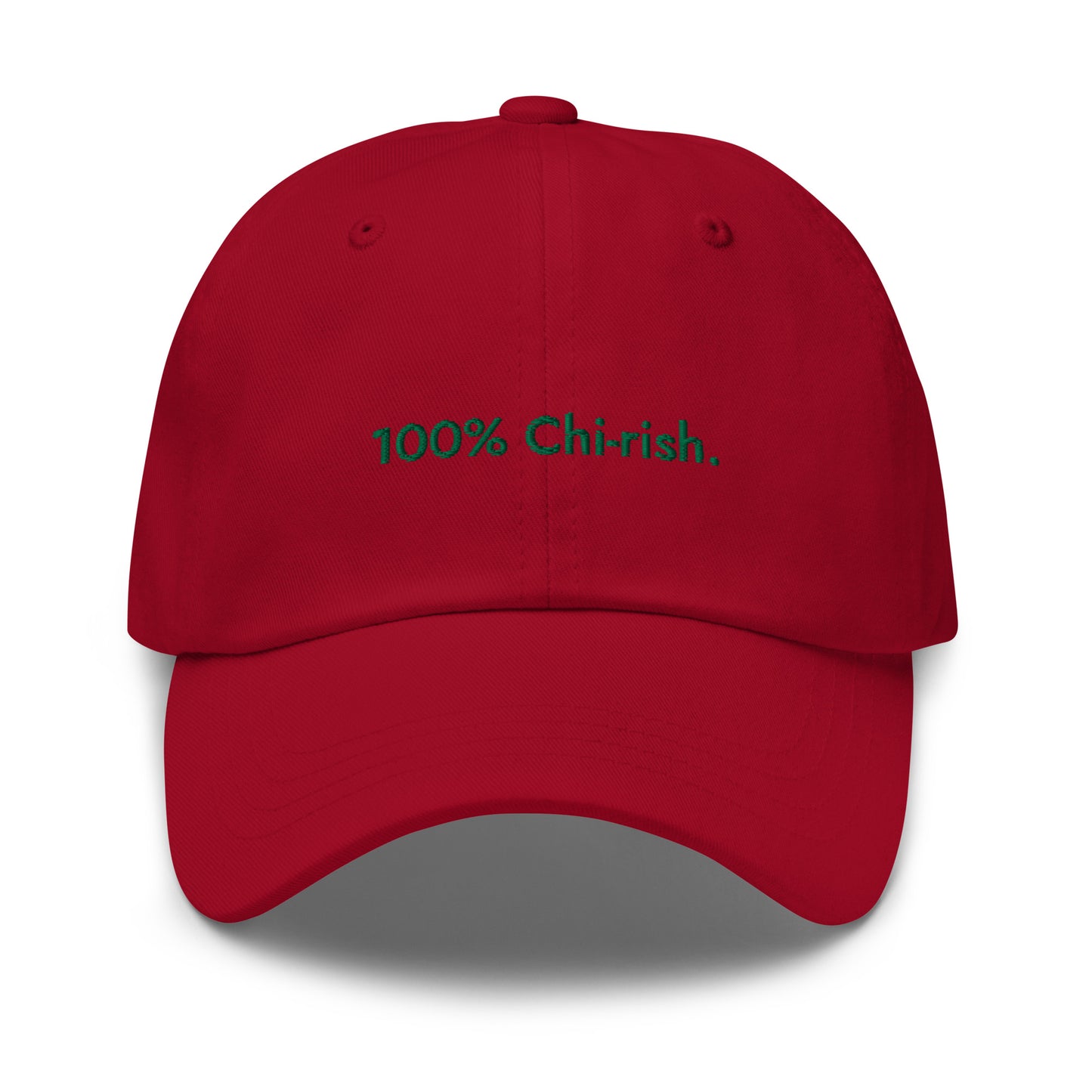 “100% Chi-rish.” & Shamrock Embroidered Baseball Hat