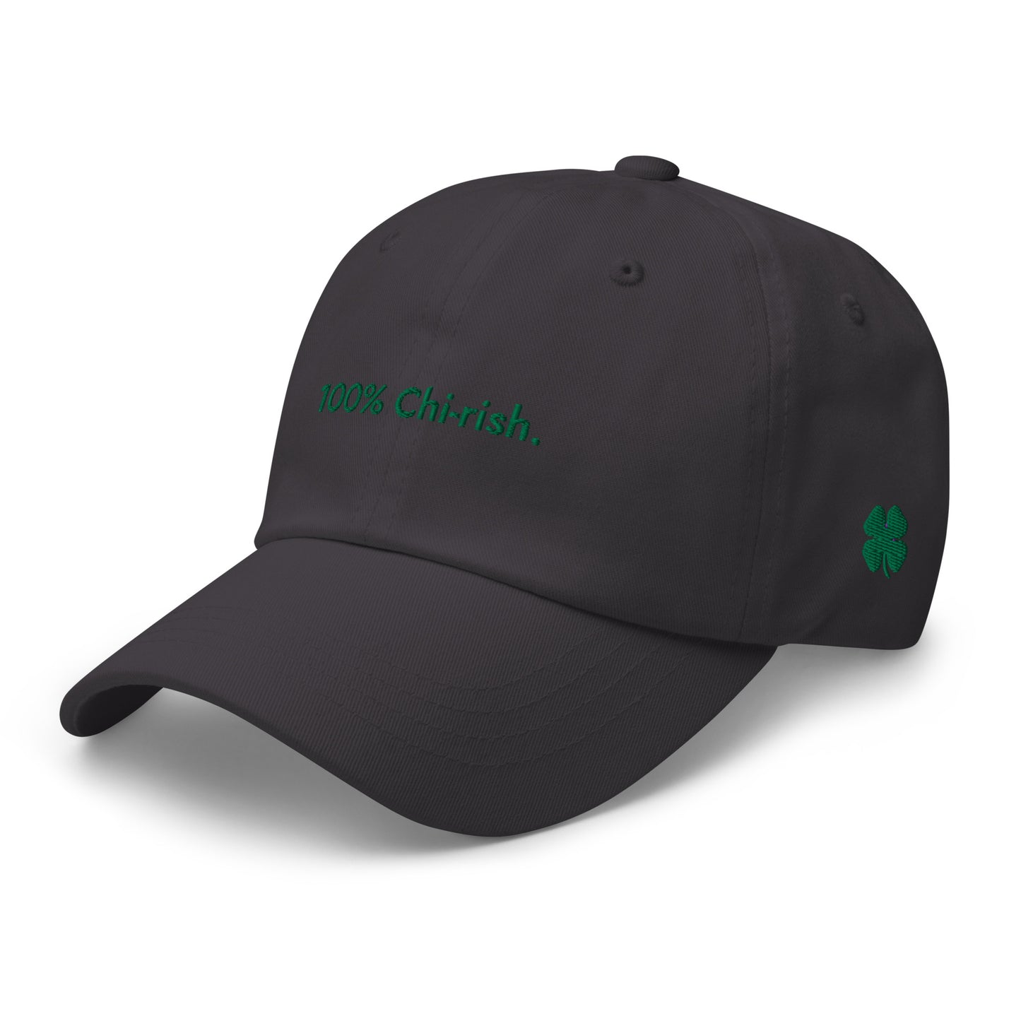 “100% Chi-rish.” & Shamrock Embroidered Baseball Hat