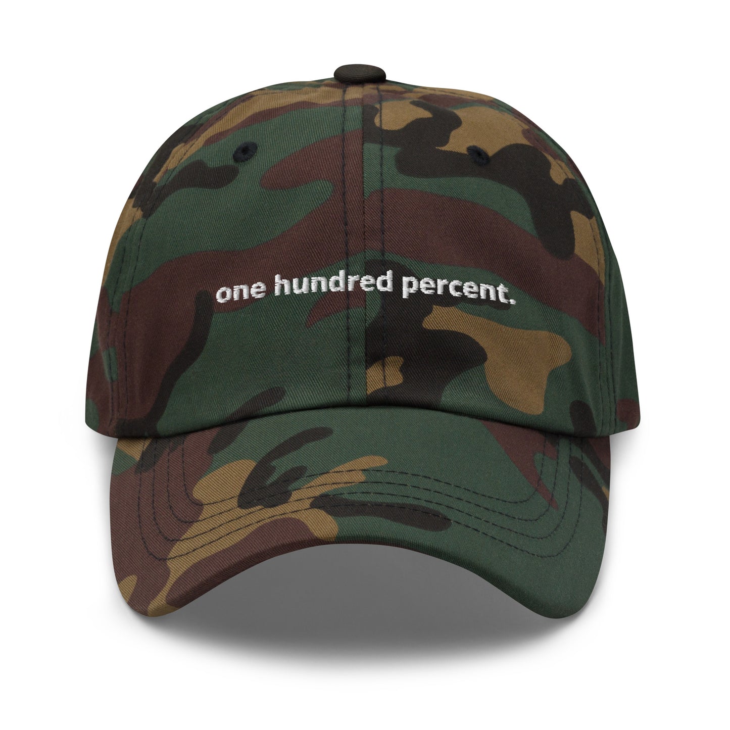 “one hundred percent.”  Embroidered Baseball Hat