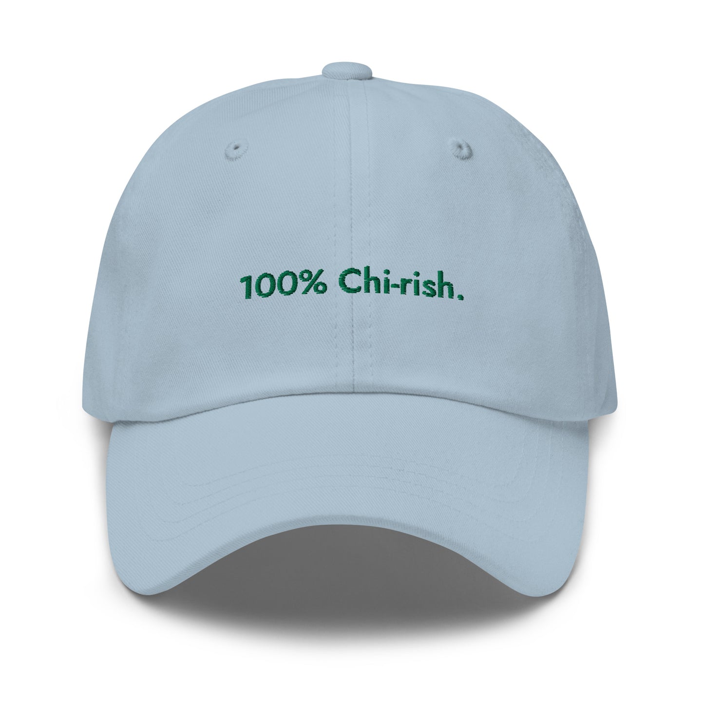 “100% Chi-rish.” & Shamrock Embroidered Baseball Hat