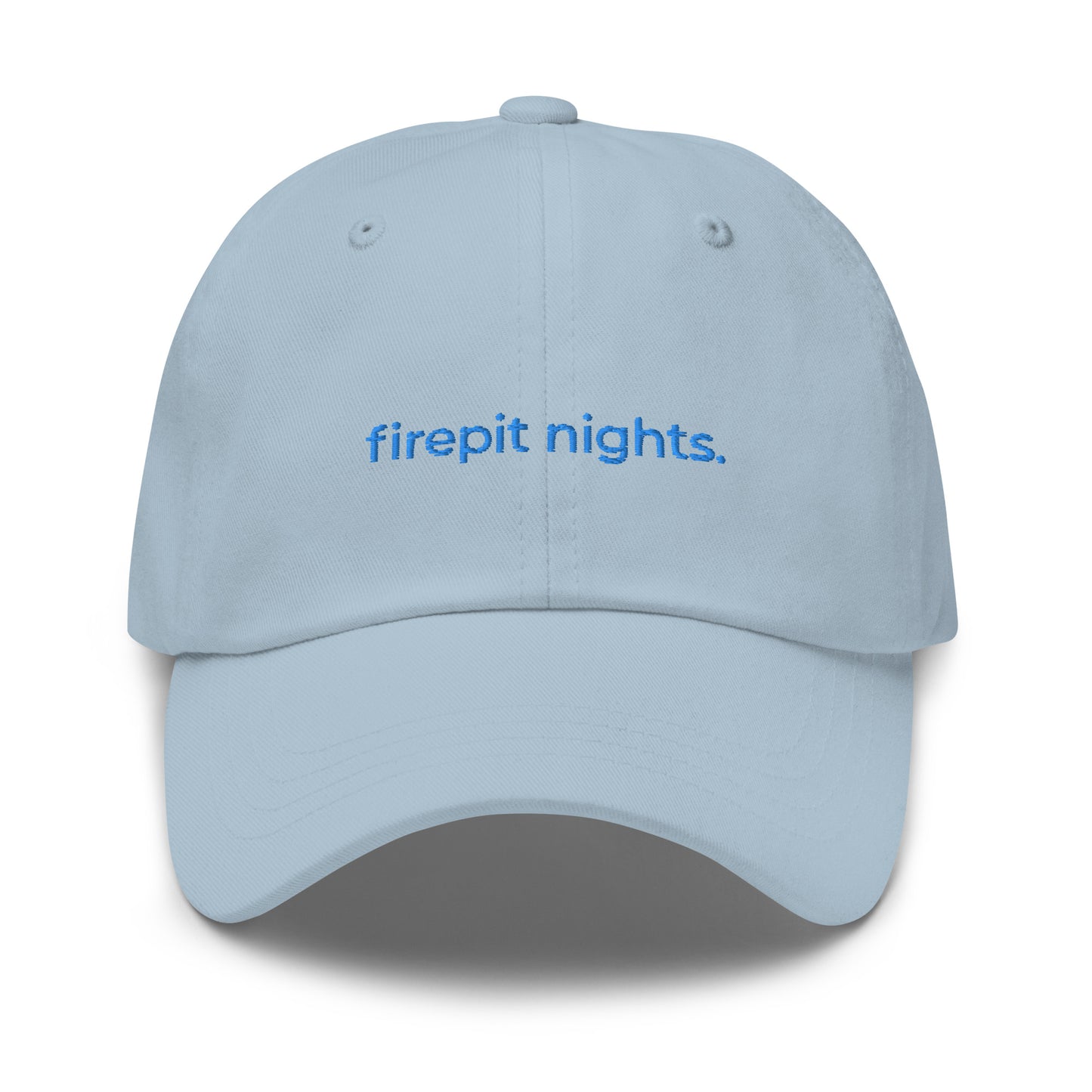 “firepit nights.” ‘Embroidered Baseball Hat