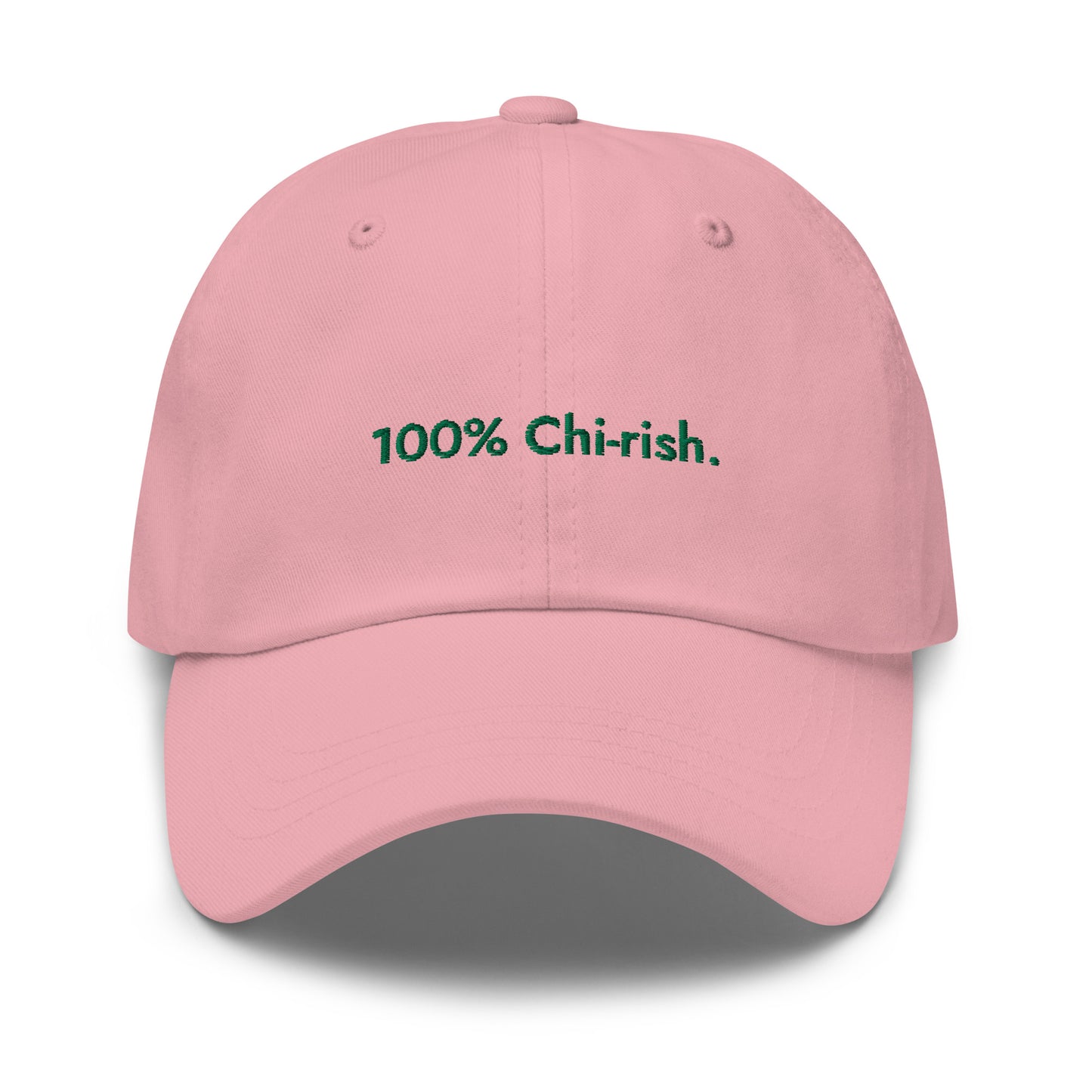 “100% Chi-rish.” & Shamrock Embroidered Baseball Hat