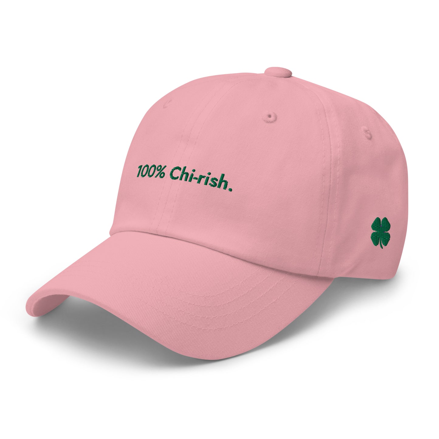“100% Chi-rish.” & Shamrock Embroidered Baseball Hat