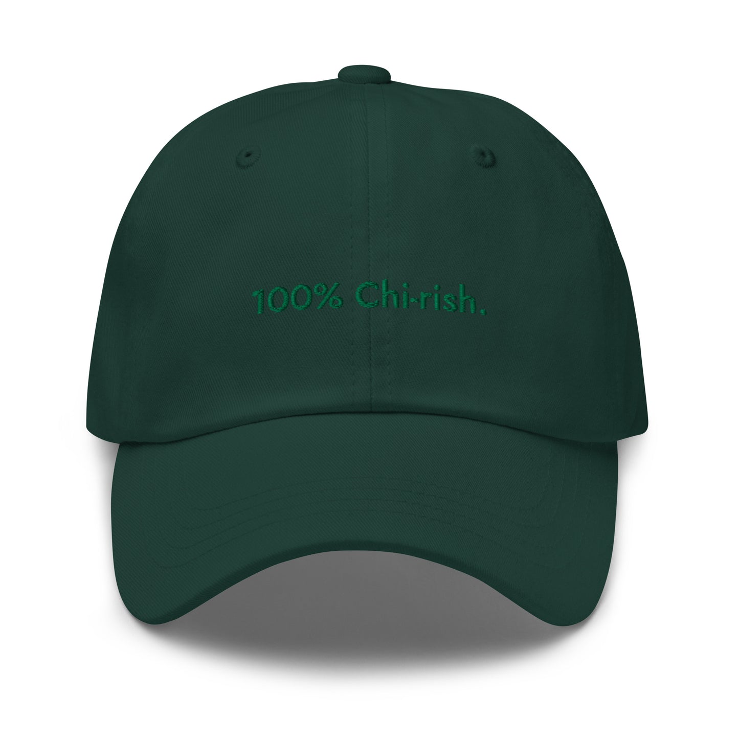“100% Chi-rish.” & Shamrock Embroidered Baseball Hat