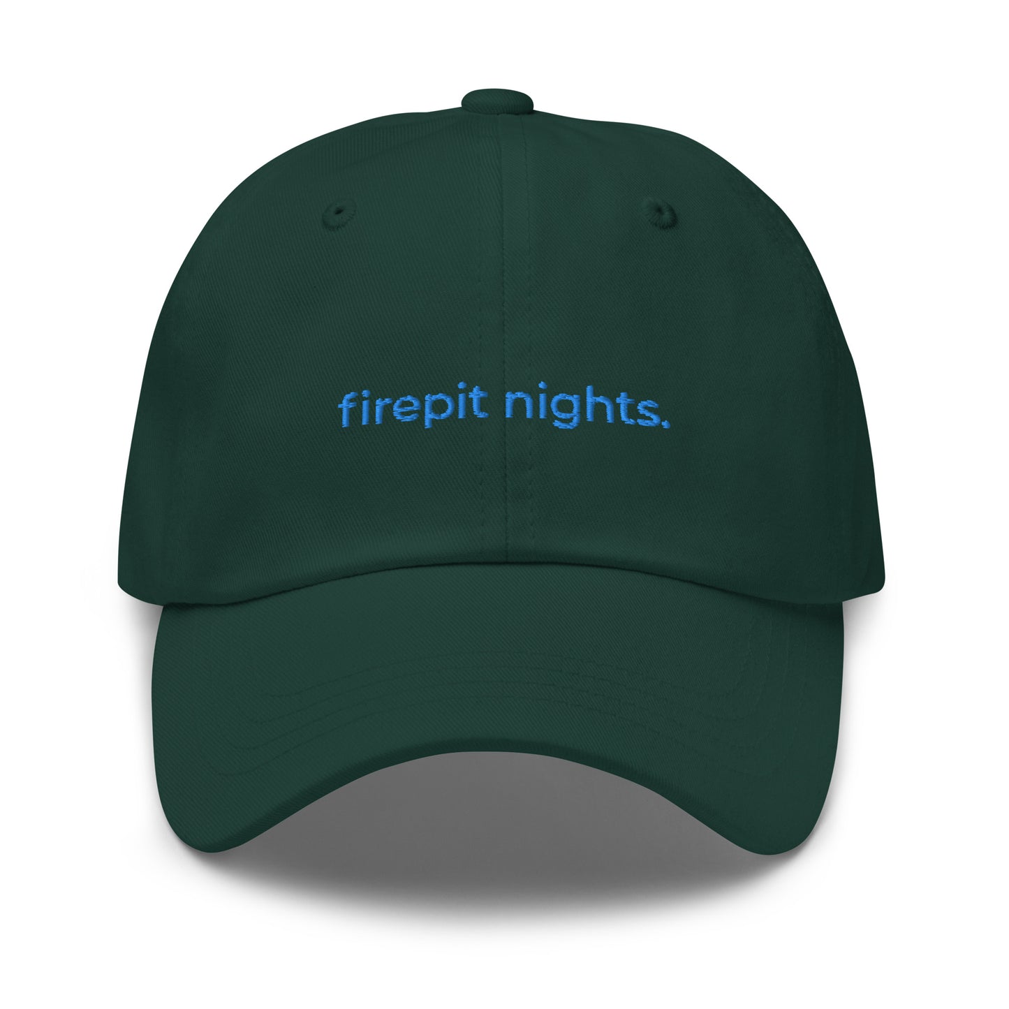 “firepit nights.” ‘Embroidered Baseball Hat