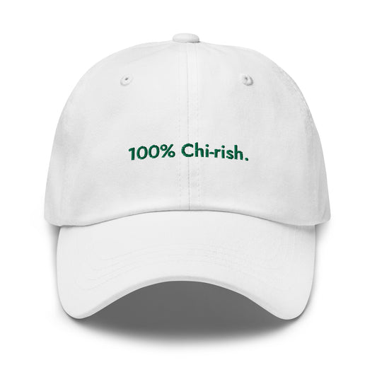 “100% Chi-rish.” & Shamrock Embroidered Baseball Hat