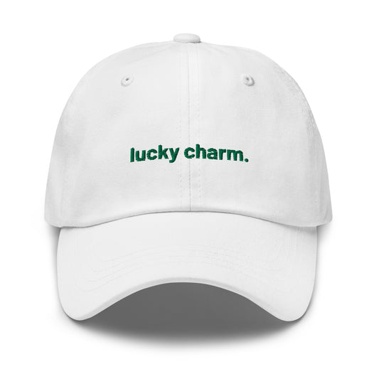 “lucky charm.” & shamrocks trio Embroidered Baseball Hat