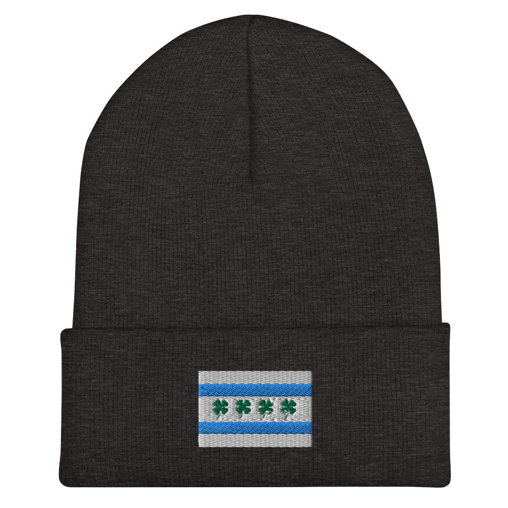 Chi-rish Flag Cuffed Beanie (with white stripes)