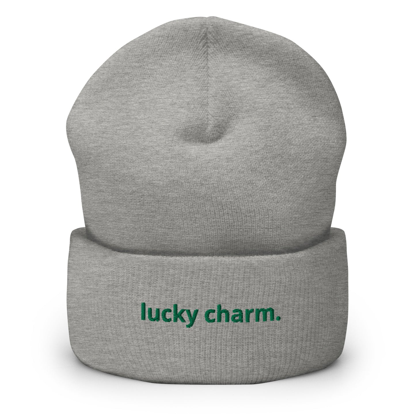 “lucky charm.” Embroidered Cuffed Beanie
