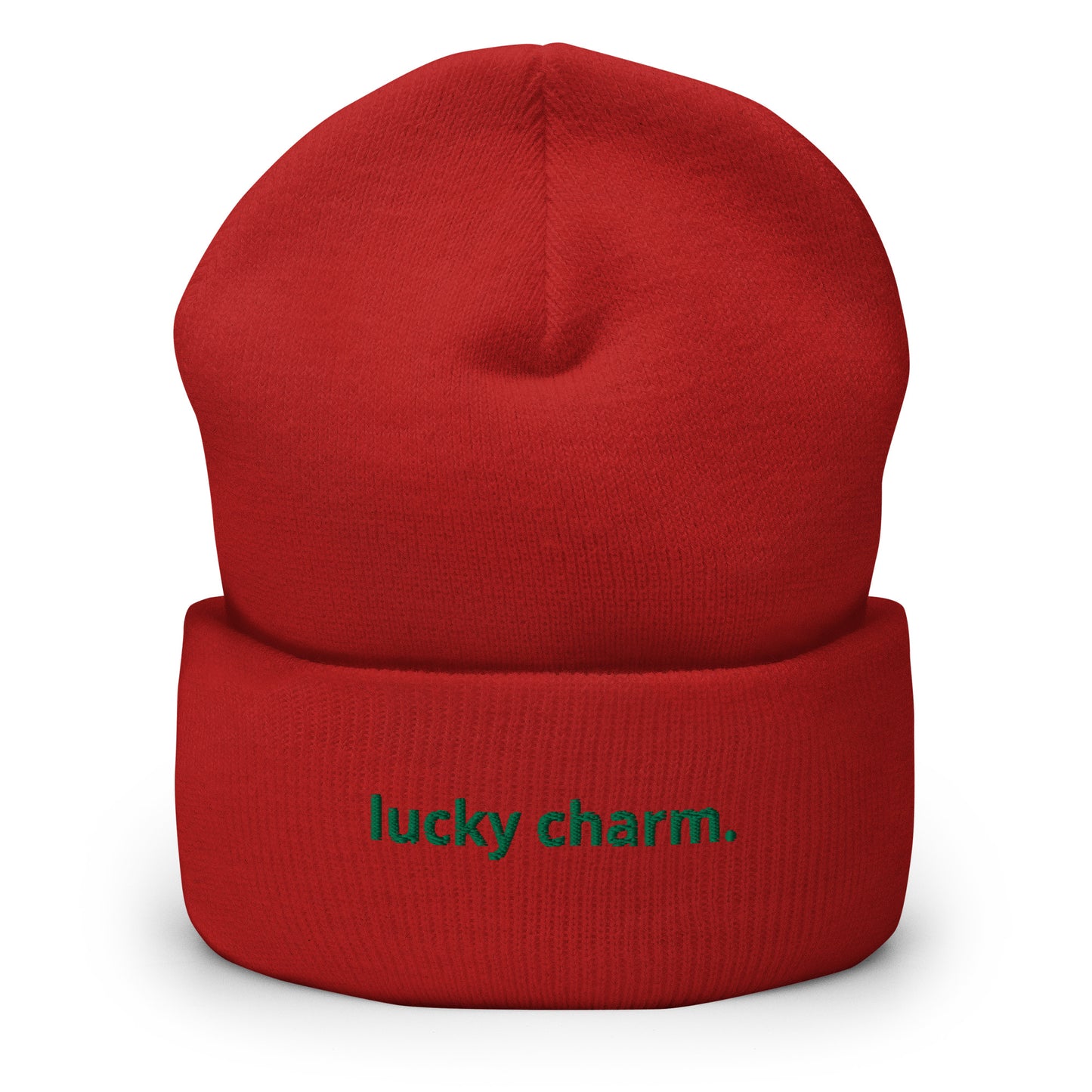 “lucky charm.” Embroidered Cuffed Beanie