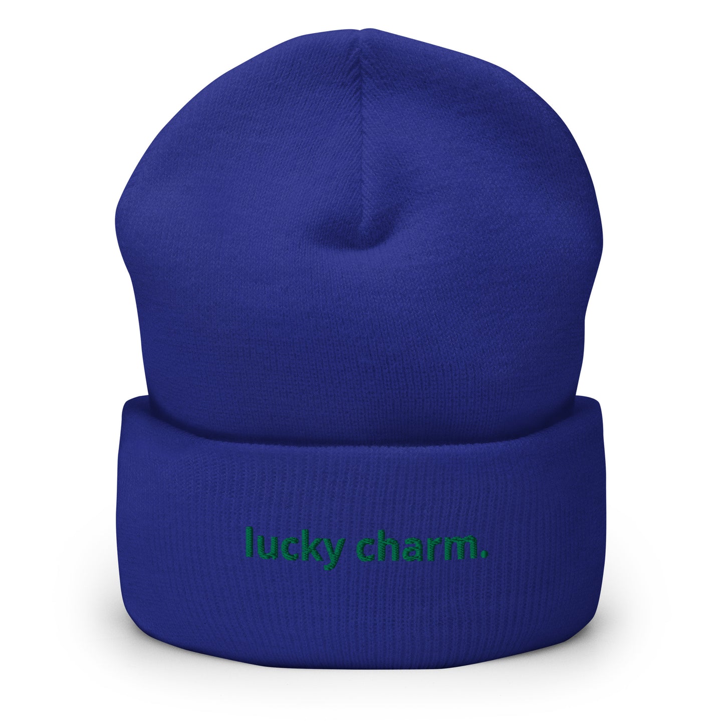 “lucky charm.” Embroidered Cuffed Beanie