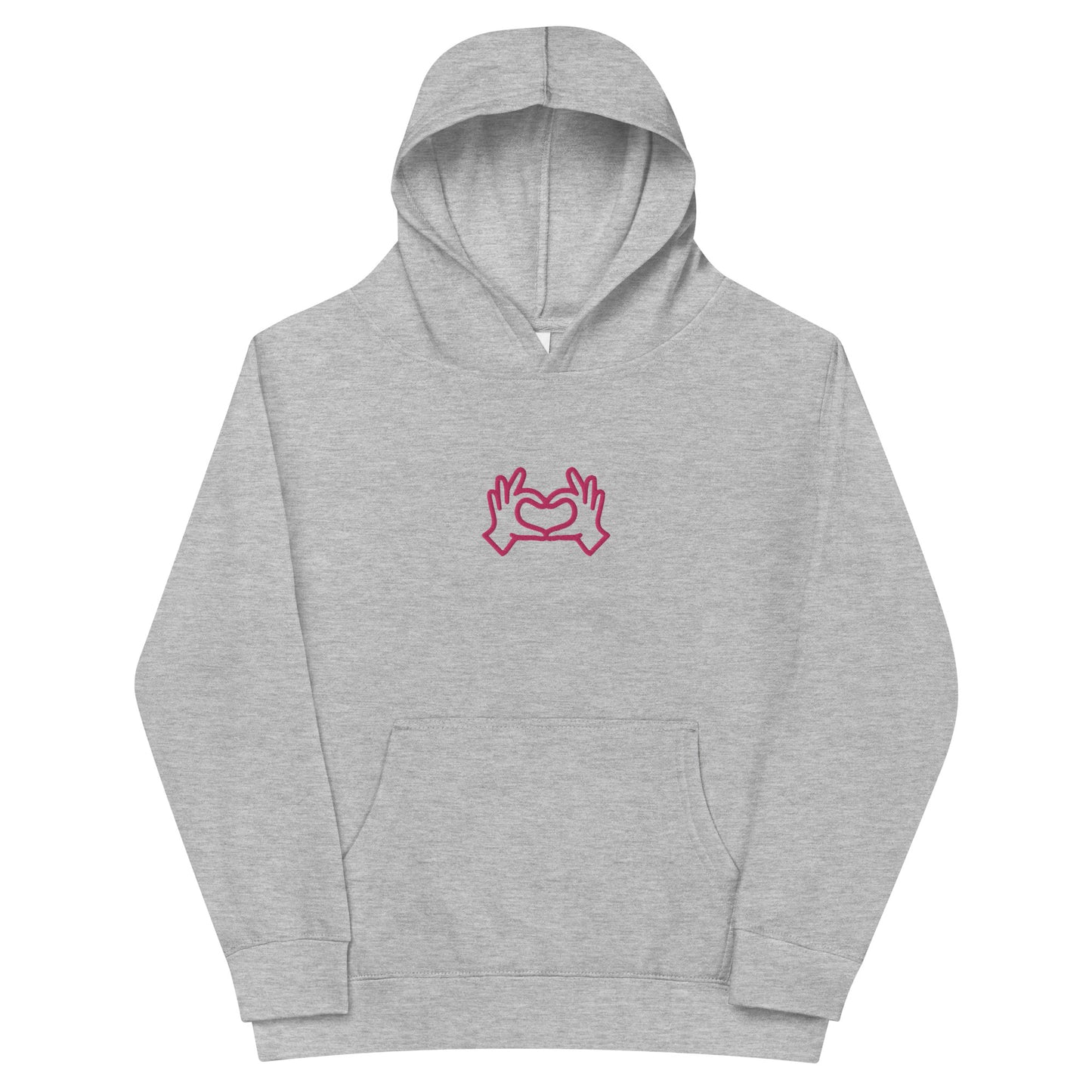 Heart Hands HOT PINK Embroidered Kids fleece hoodie