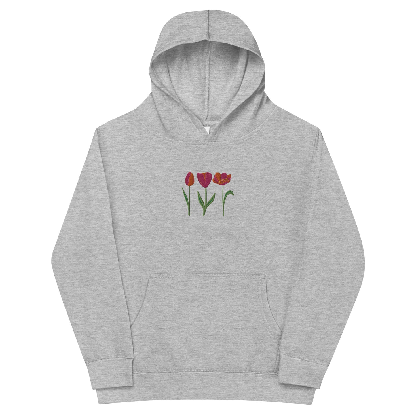 Three Tulips Embroidered Kids fleece hoodie