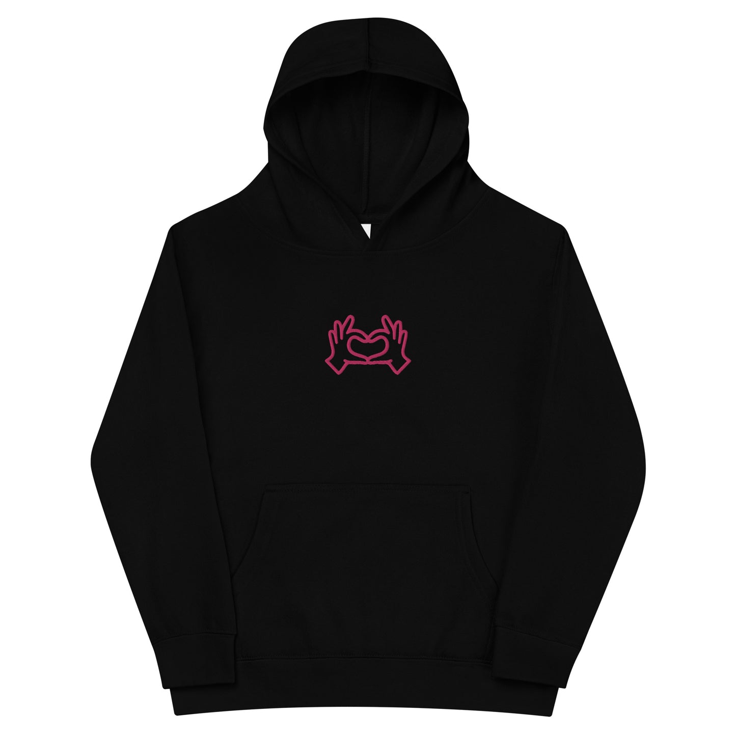 Heart Hands HOT PINK Embroidered Kids fleece hoodie