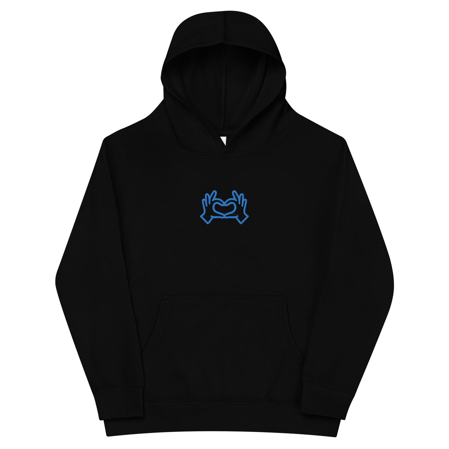 Heart Hands ELECTRIC BLUE Embroidered Kids fleece hoodie