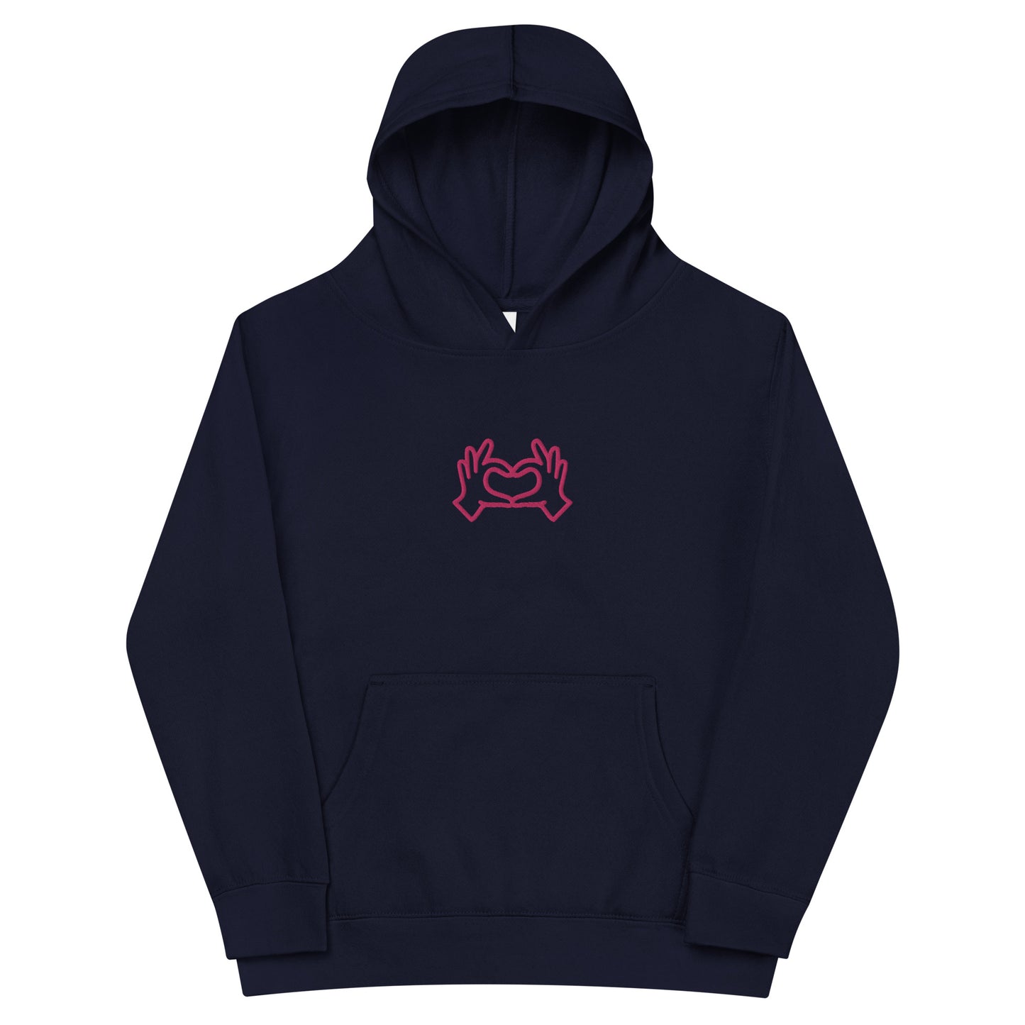 Heart Hands HOT PINK Embroidered Kids fleece hoodie