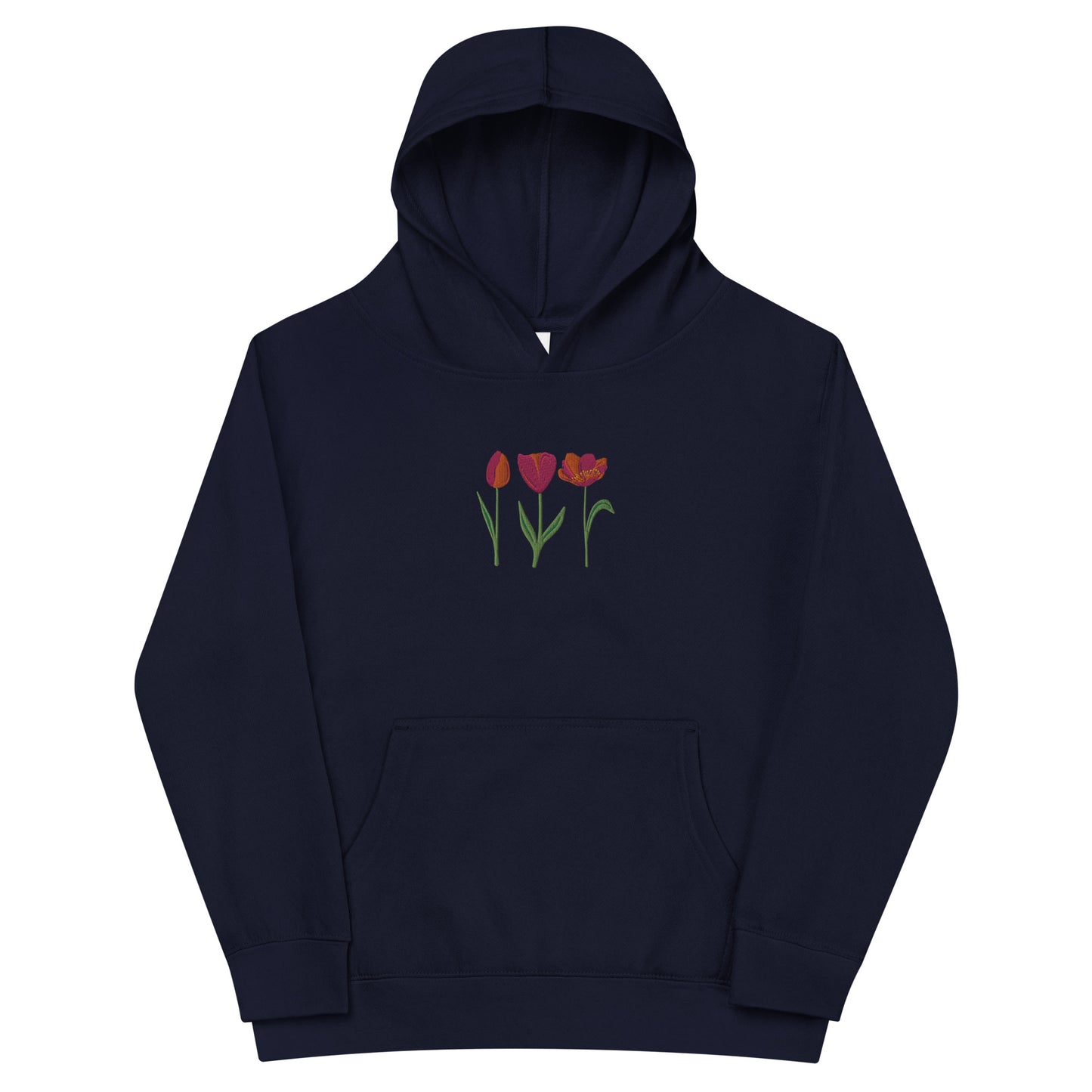 Three Tulips Embroidered Kids fleece hoodie