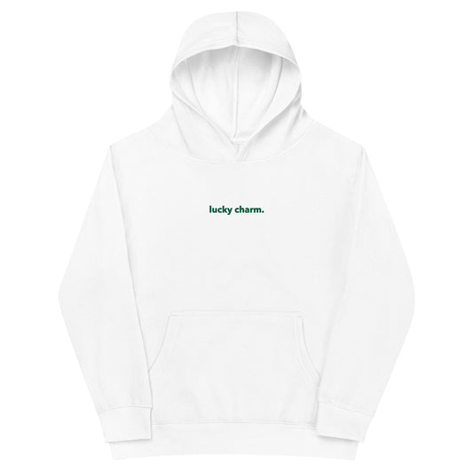 “lucky charm.” (Embroidered front) & Shamrock (Printed back) Kids fleece hoodie