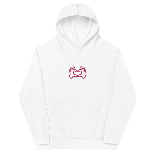 Heart Hands HOT PINK Embroidered Kids fleece hoodie