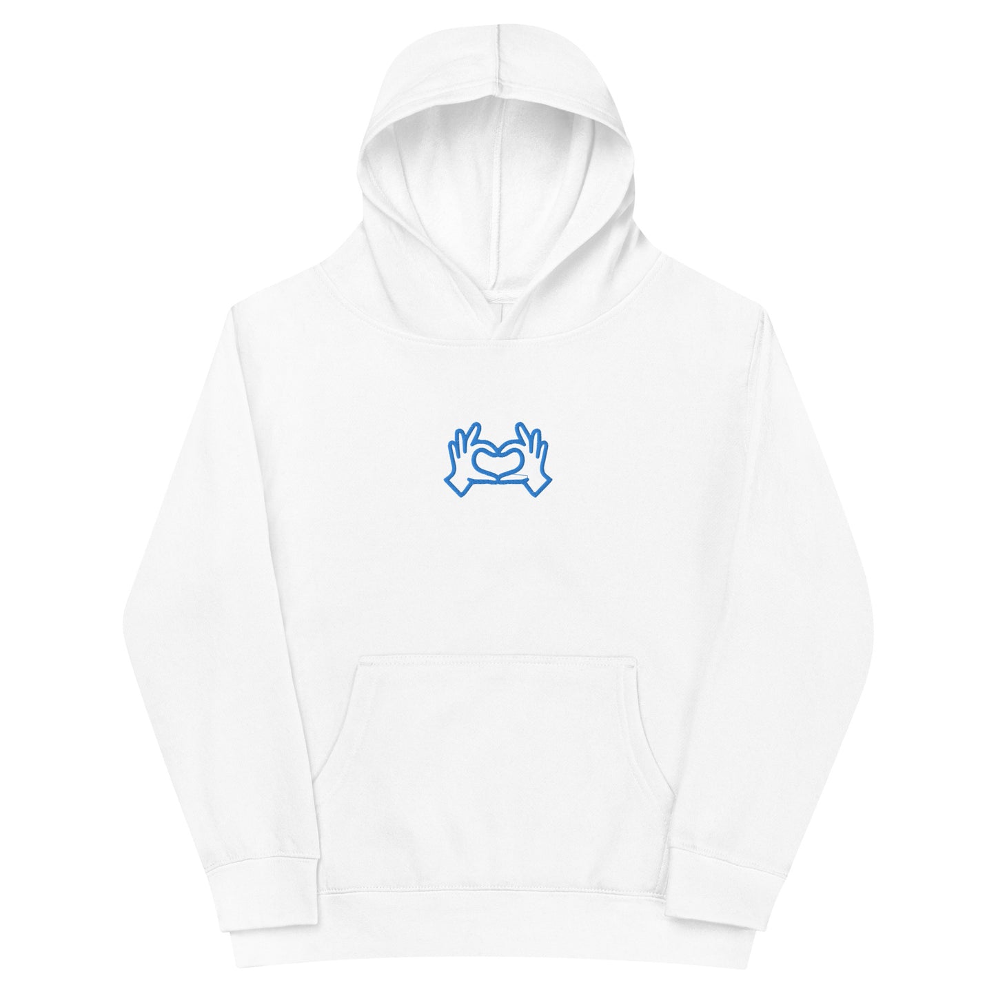 Heart Hands ELECTRIC BLUE Embroidered Kids fleece hoodie