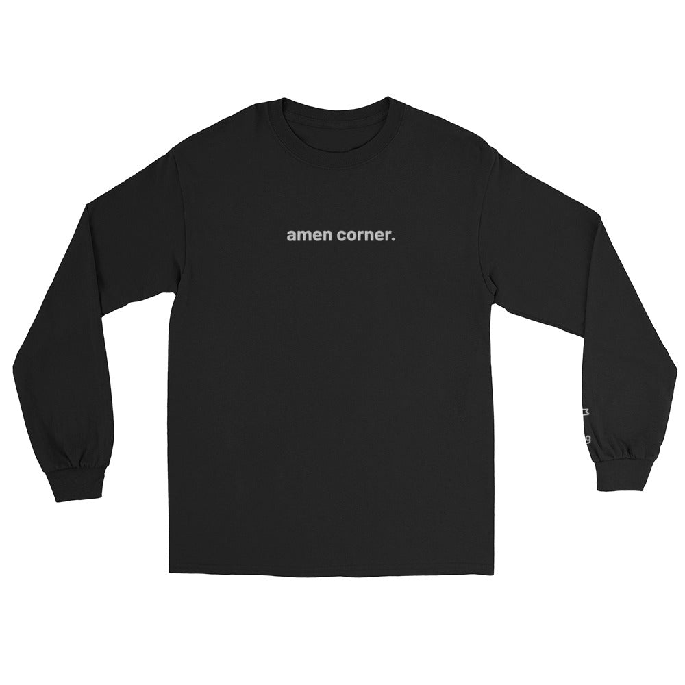 “amen corner.” Embroidered (front) + Hole Pin Embroidered (sleeve) Men’s Long Sleeve Shirt