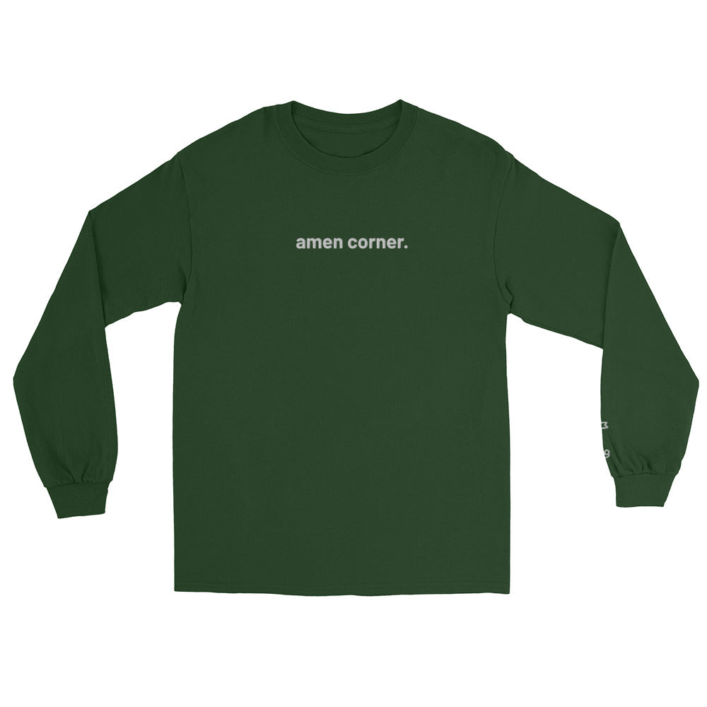 “amen corner.” Embroidered (front) + Hole Pin Embroidered (sleeve) Men’s Long Sleeve Shirt