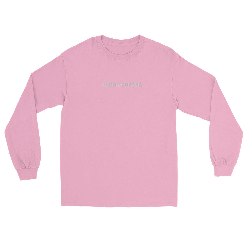“amen corner.” Embroidered (front) + Hole Pin Embroidered (sleeve) Men’s Long Sleeve Shirt