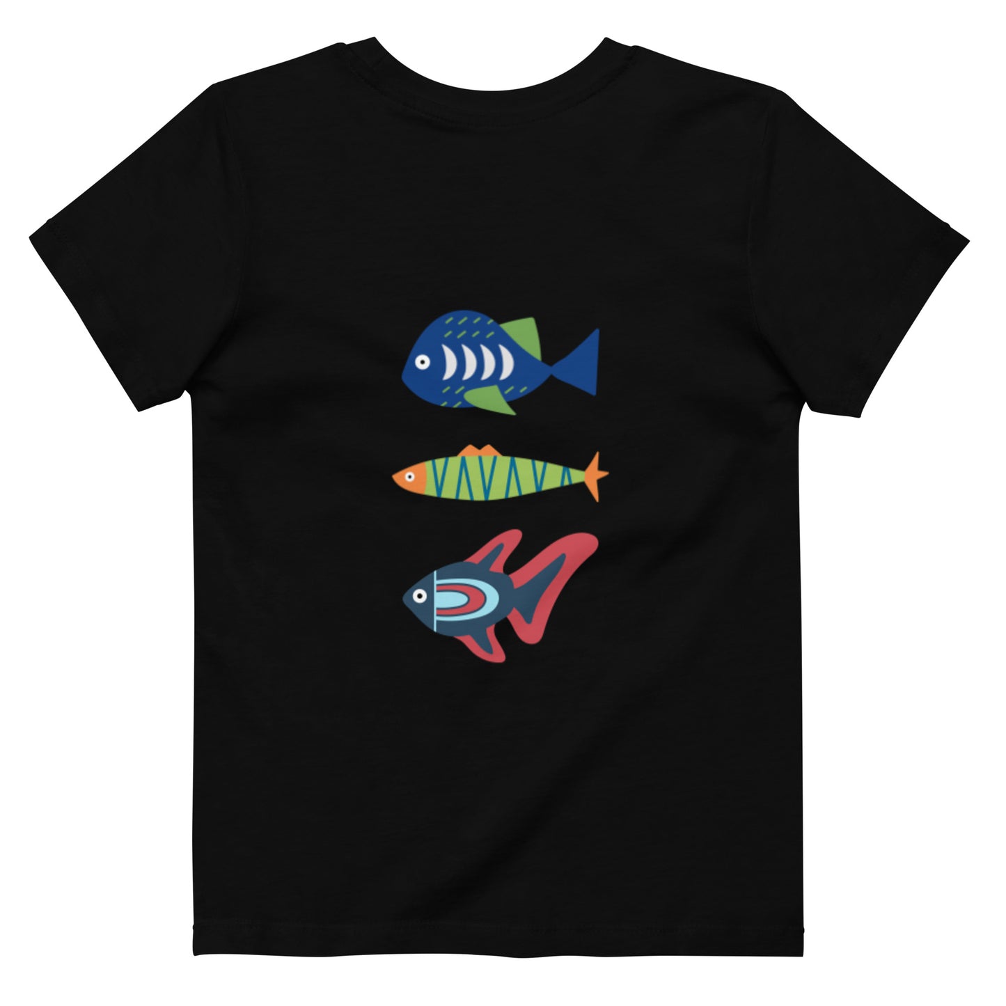 “go fish.” (Embroidered front) & 3 Fish (printed back) Organic cotton kids t-shirt