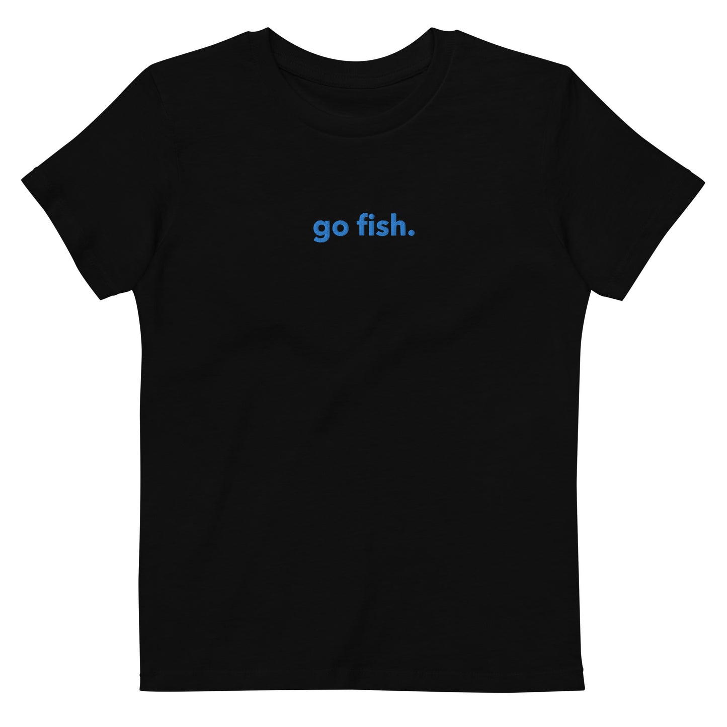 “go fish.” (Embroidered front) & 3 Fish (printed back) Organic cotton kids t-shirt