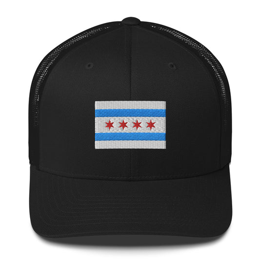 ‘Chicago Flag Embroidered Trucker Cap