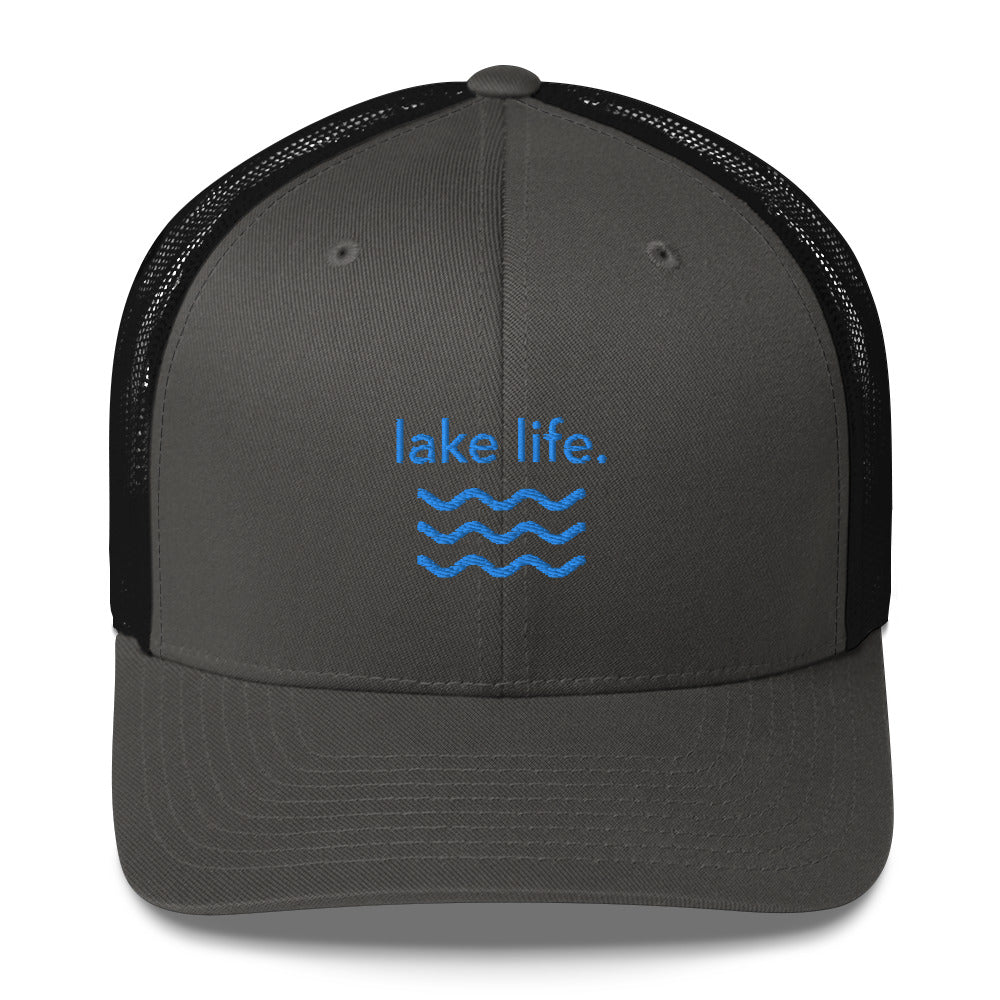 “lake life.” w/waves Embroidered Trucker Cap