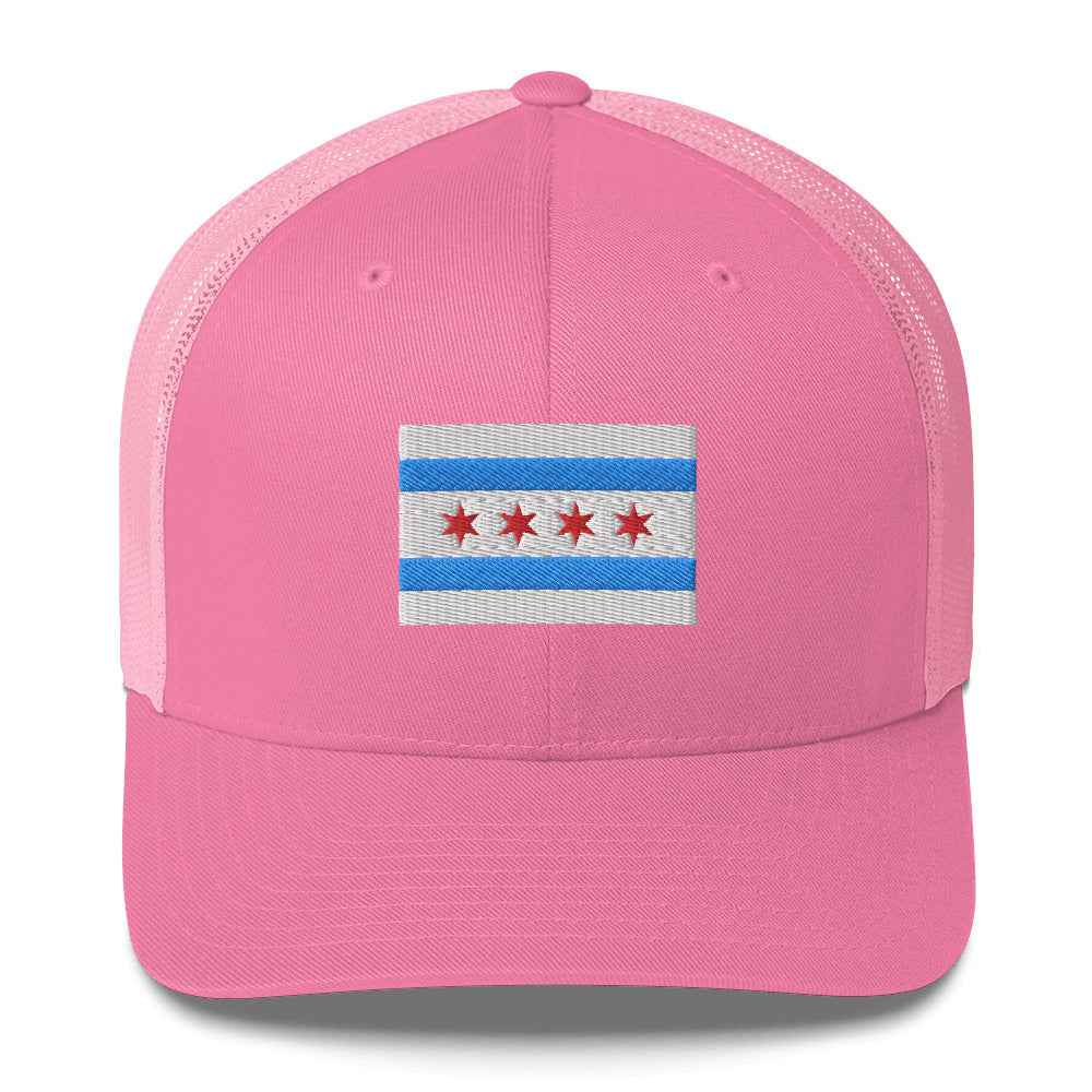 ‘Chicago Flag Embroidered Trucker Cap