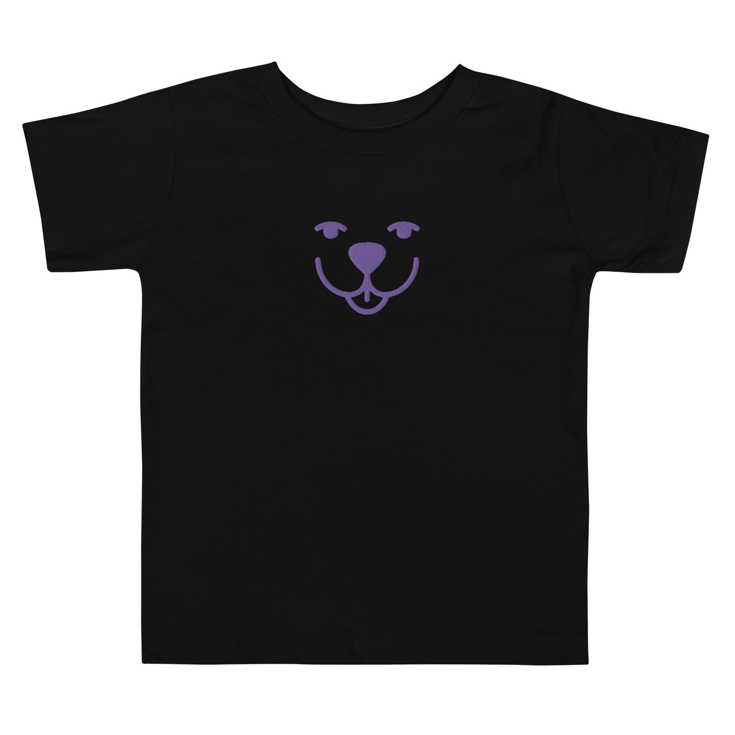 Purple Dog Smile Embroidered Toddler Short Sleeve Tee