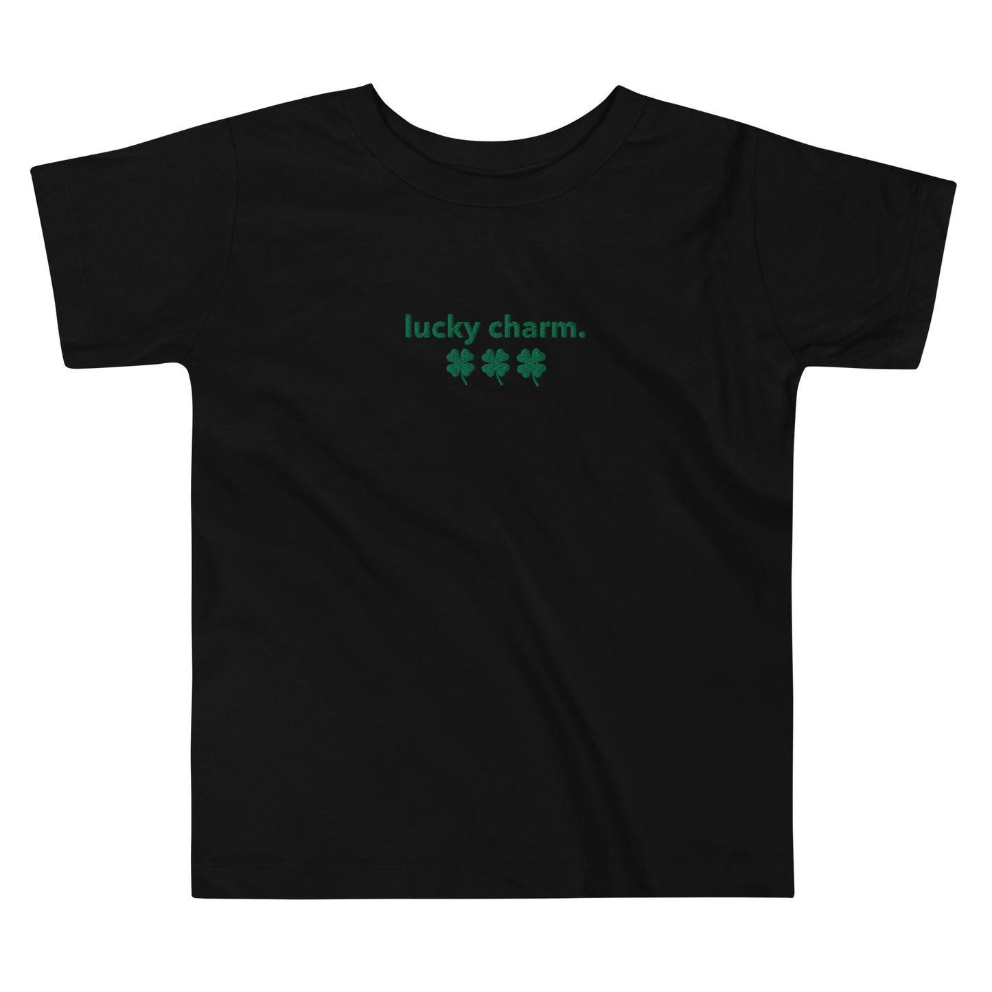 “lucky charm.” & 3 Shamrocks Embroidered Toddler Short Sleeve Tee