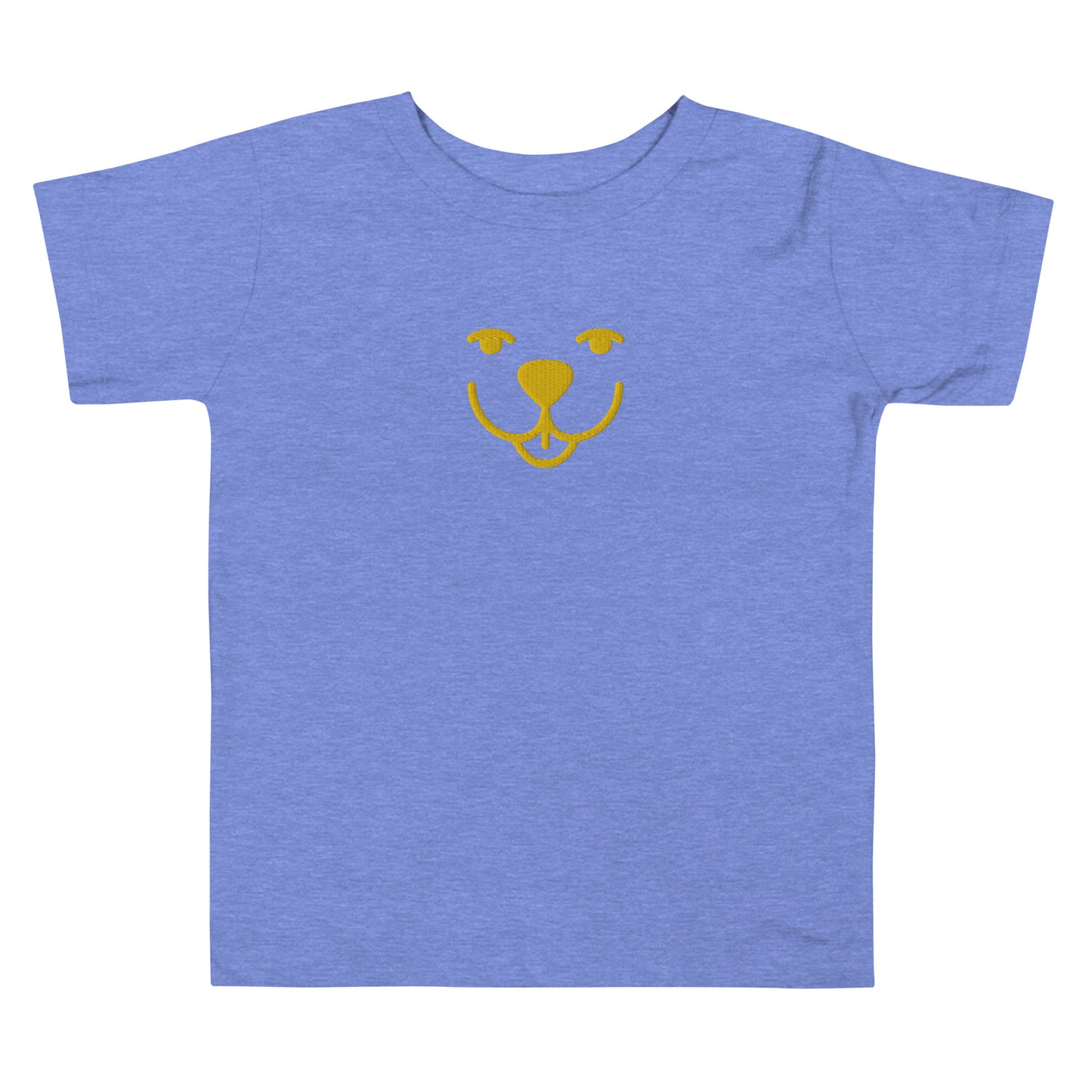 Yellow Dog Smiling Embroidered Toddler Short Sleeve Tee