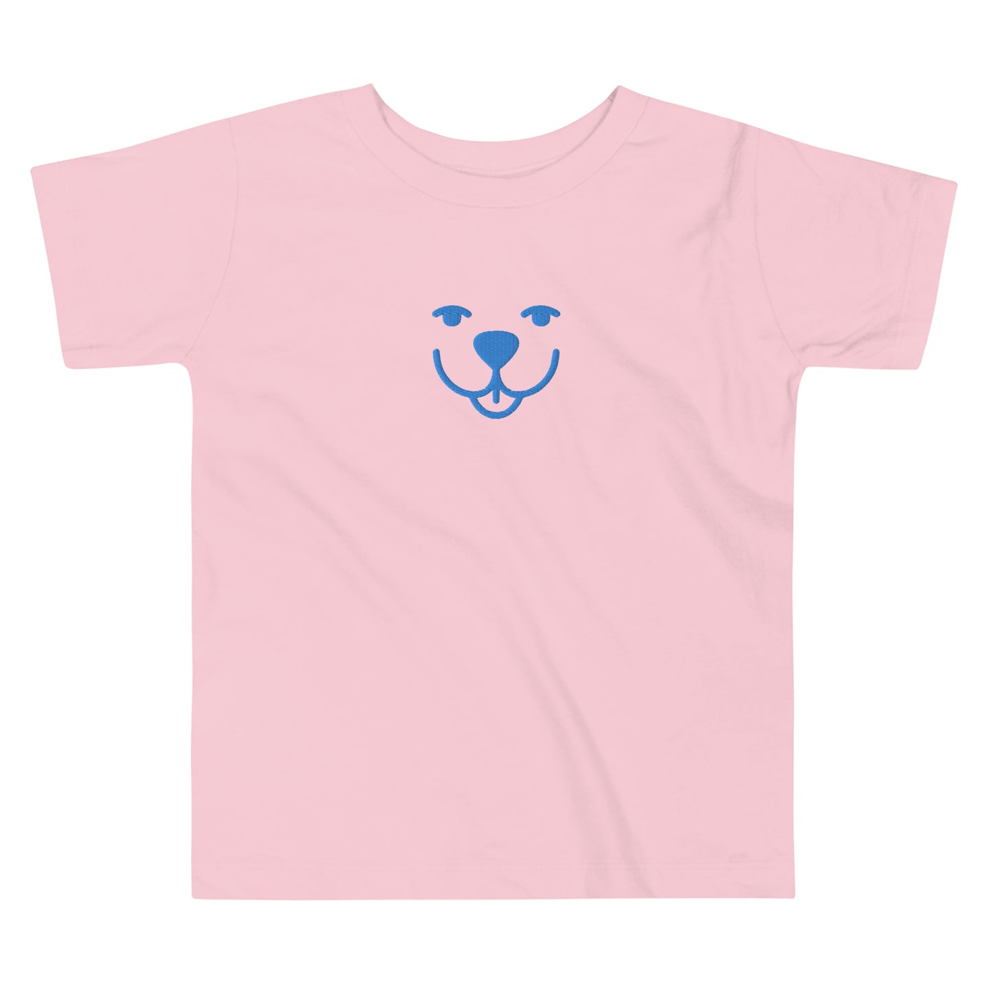 Blue Dog Smile Embroidered Toddler Short Sleeve Tee