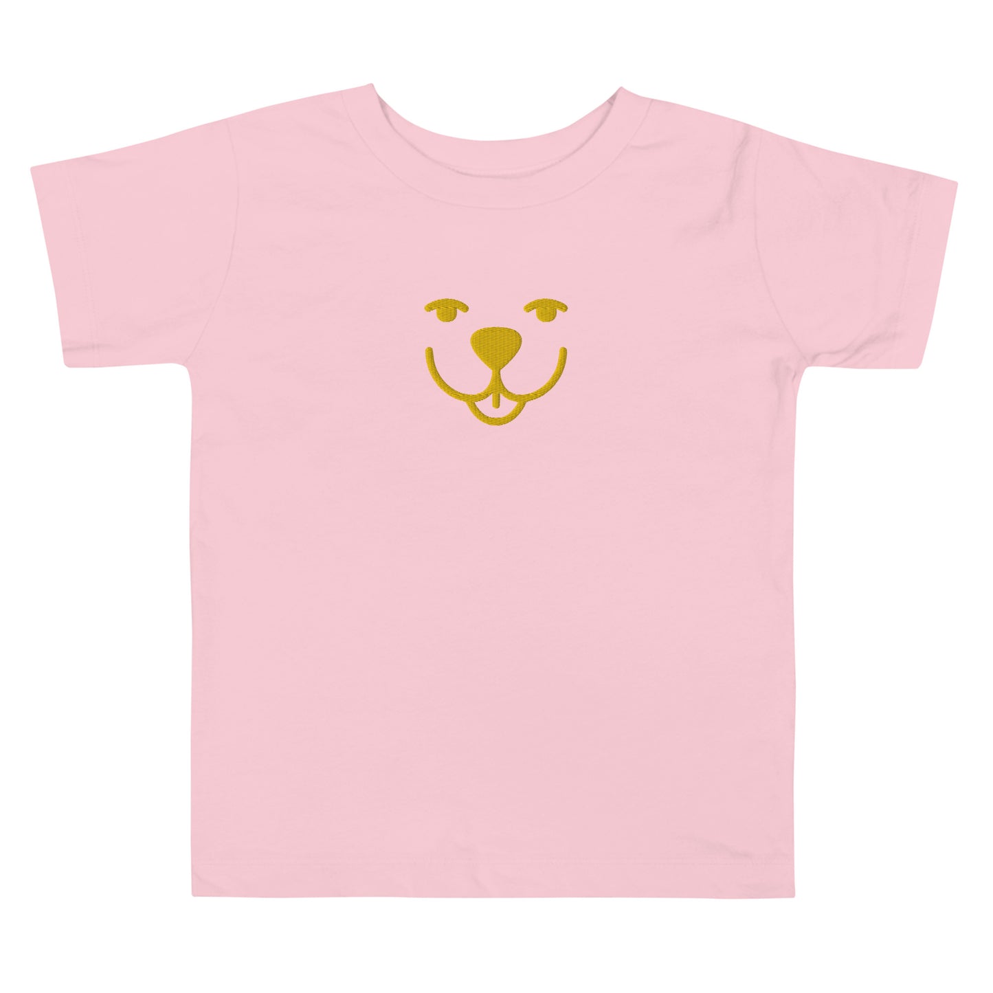 Yellow Dog Smiling Embroidered Toddler Short Sleeve Tee