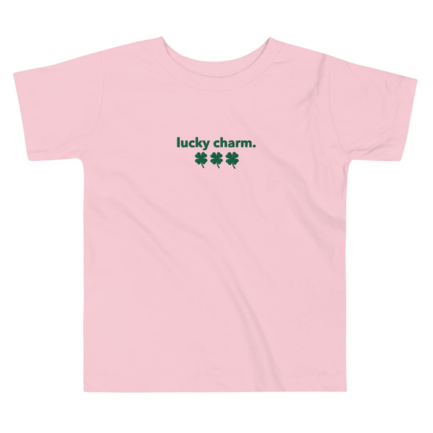 “lucky charm.” & 3 Shamrocks Embroidered Toddler Short Sleeve Tee