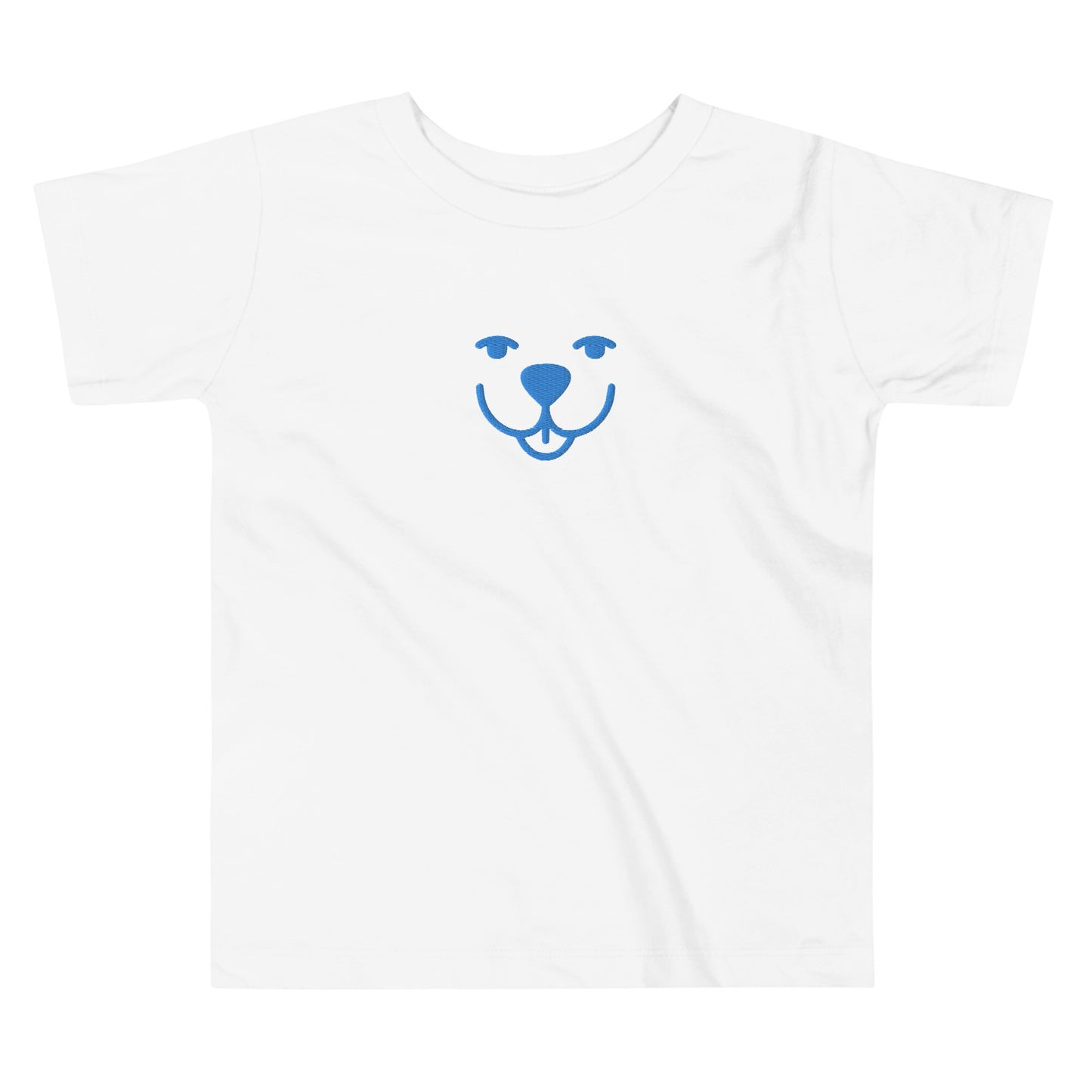 Blue Dog Smile Embroidered Toddler Short Sleeve Tee