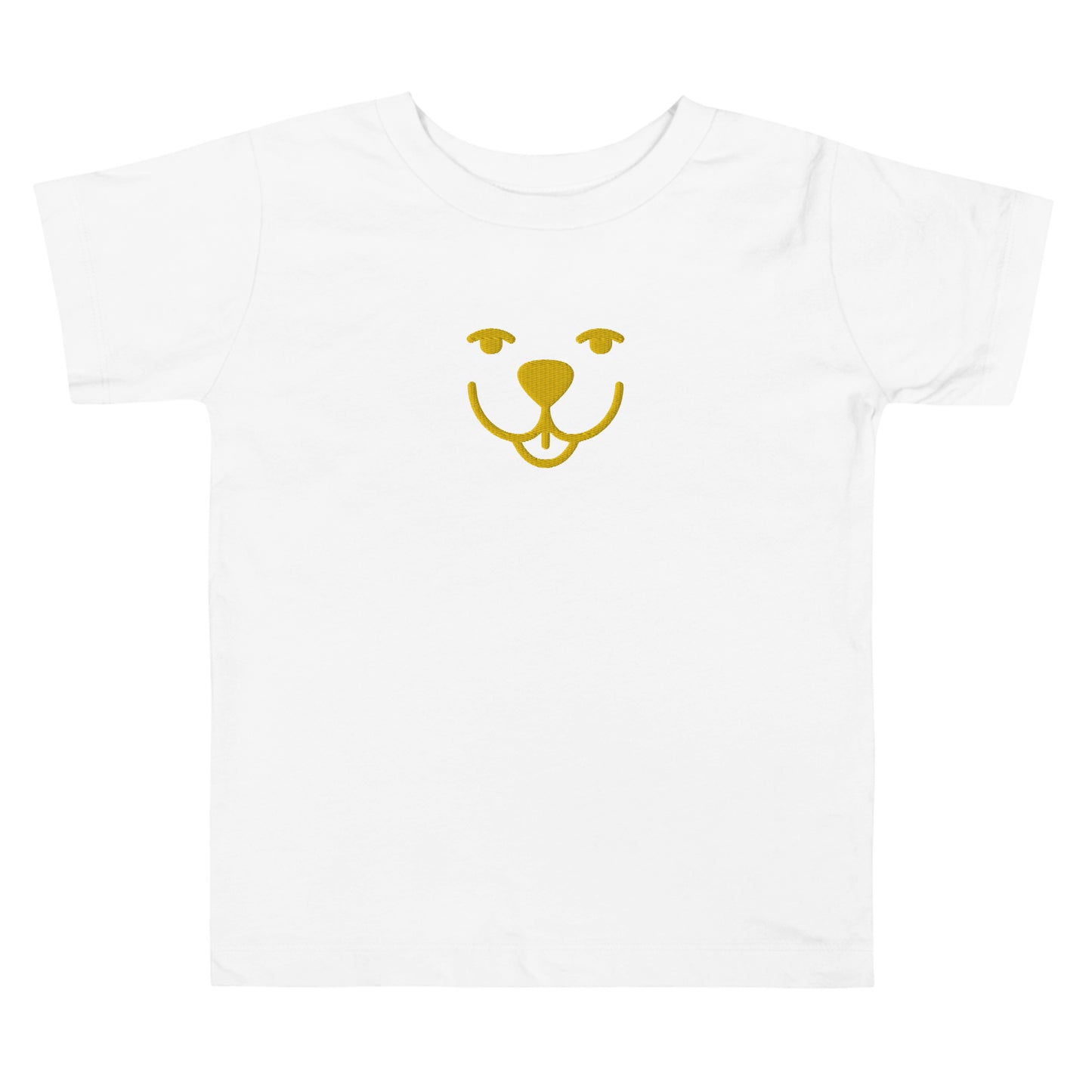 Yellow Dog Smiling Embroidered Toddler Short Sleeve Tee