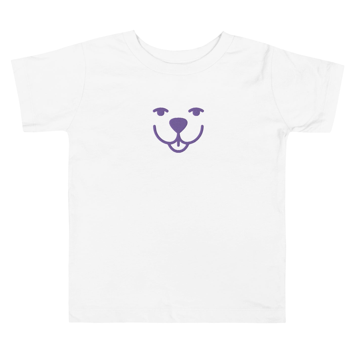 Purple Dog Smile Embroidered Toddler Short Sleeve Tee