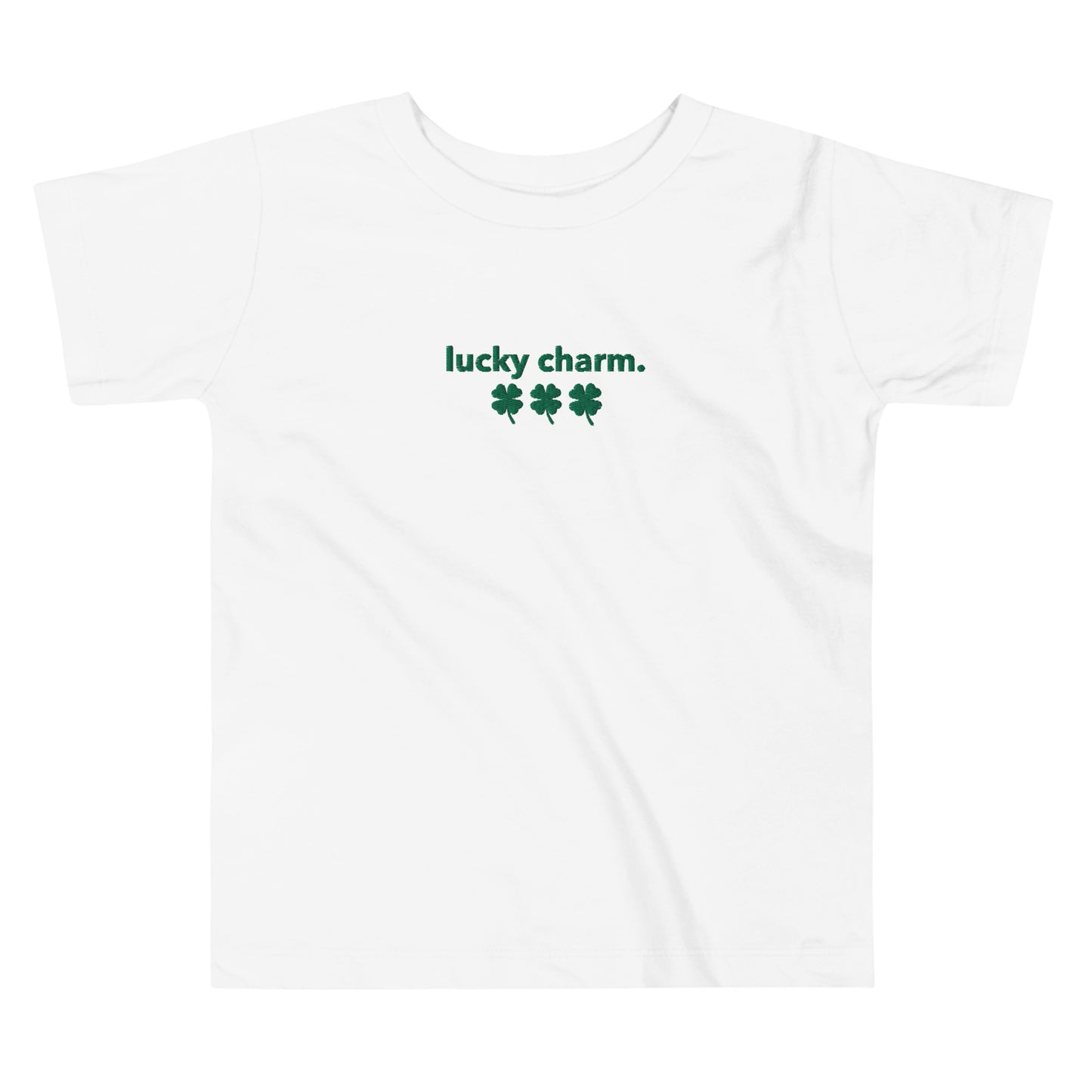“lucky charm.” & 3 Shamrocks Embroidered Toddler Short Sleeve Tee