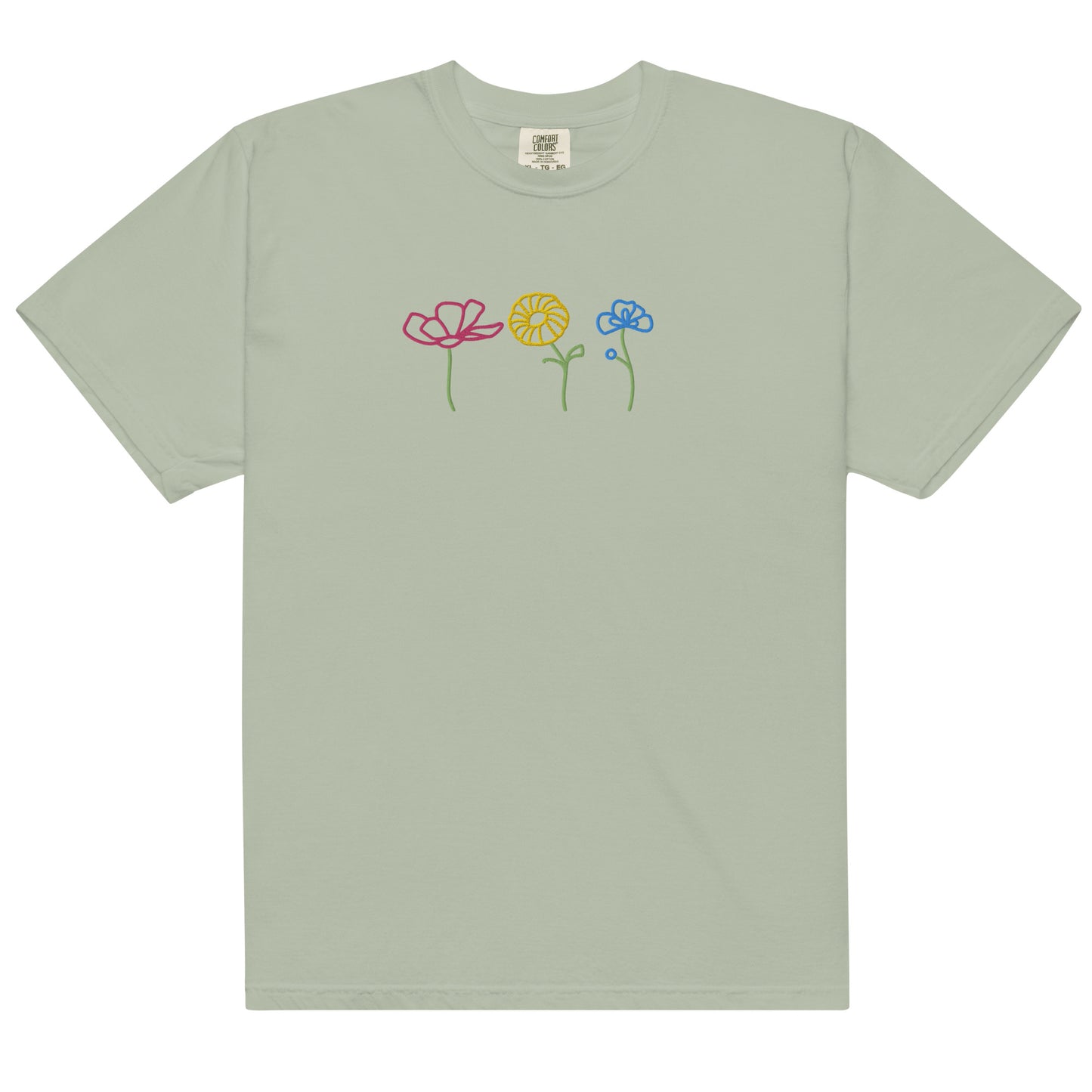 Flower Power - Embroidered Unisex garment-dyed heavyweight t-shirt