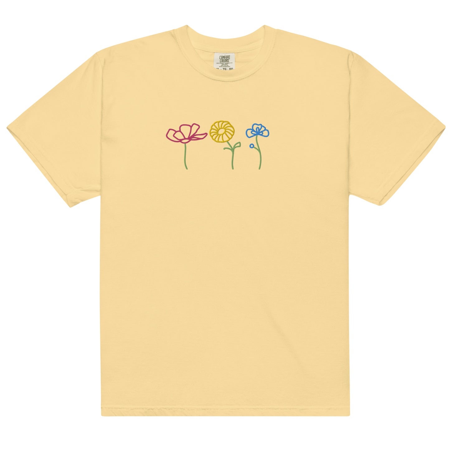 Flower Power - Embroidered Unisex garment-dyed heavyweight t-shirt