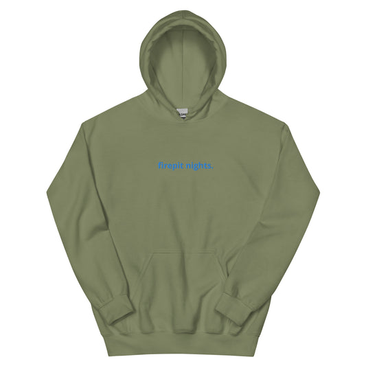 “firepit nights.” Embroidered Unisex Hoodie