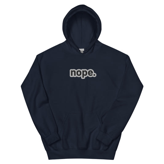 “nope” Embroidered white outline Unisex Hoodie