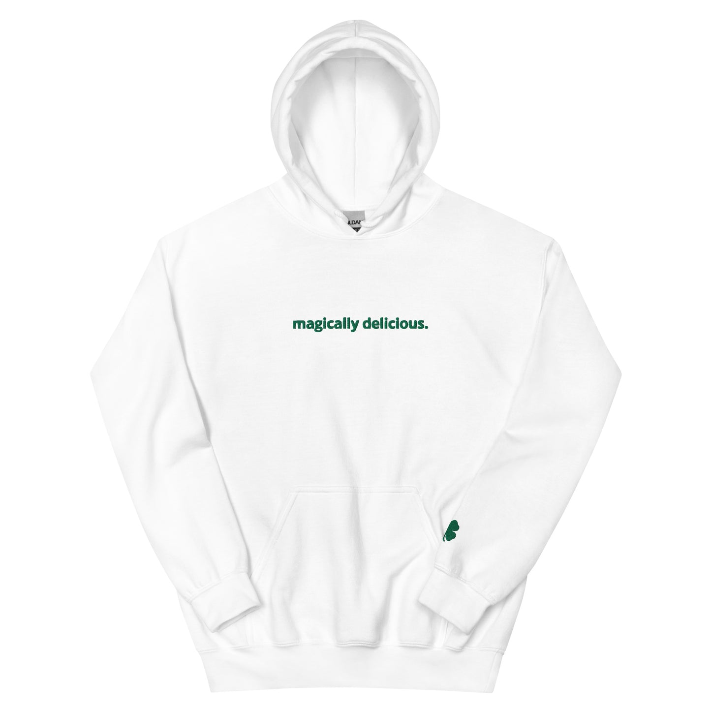 Shamrock & “magically delicious.”  Embroidered Unisex Hoodie