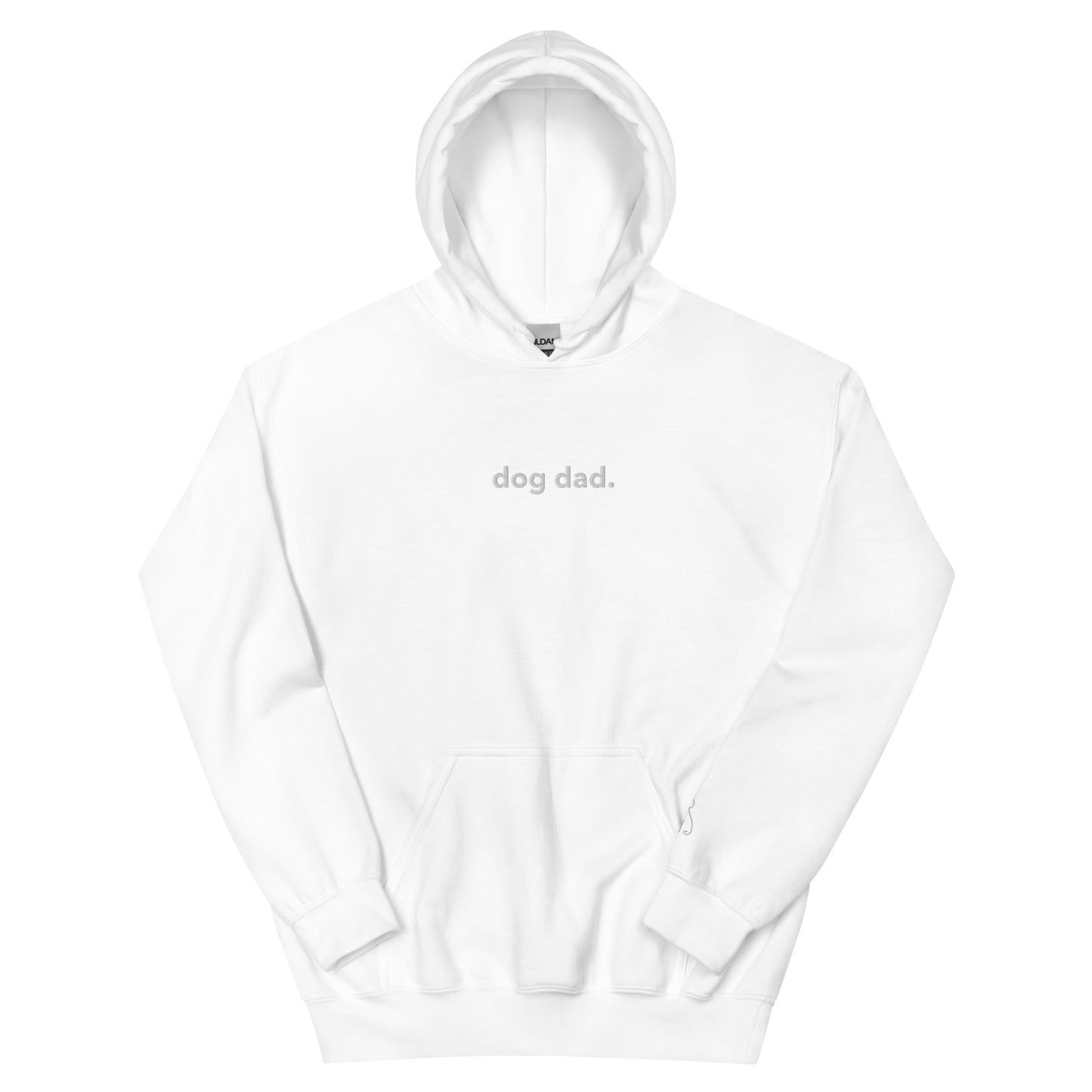 “dog dad.” (Front) & Dog (left sleeve) Embroidered Unisex Hoodie