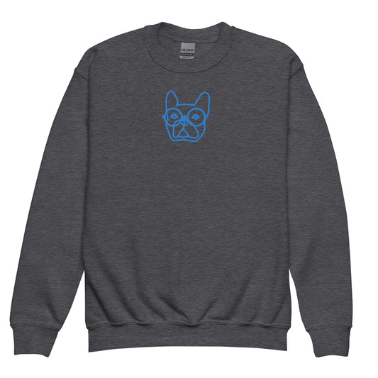 Glasses Dog Embroidered Youth crewneck sweatshirt