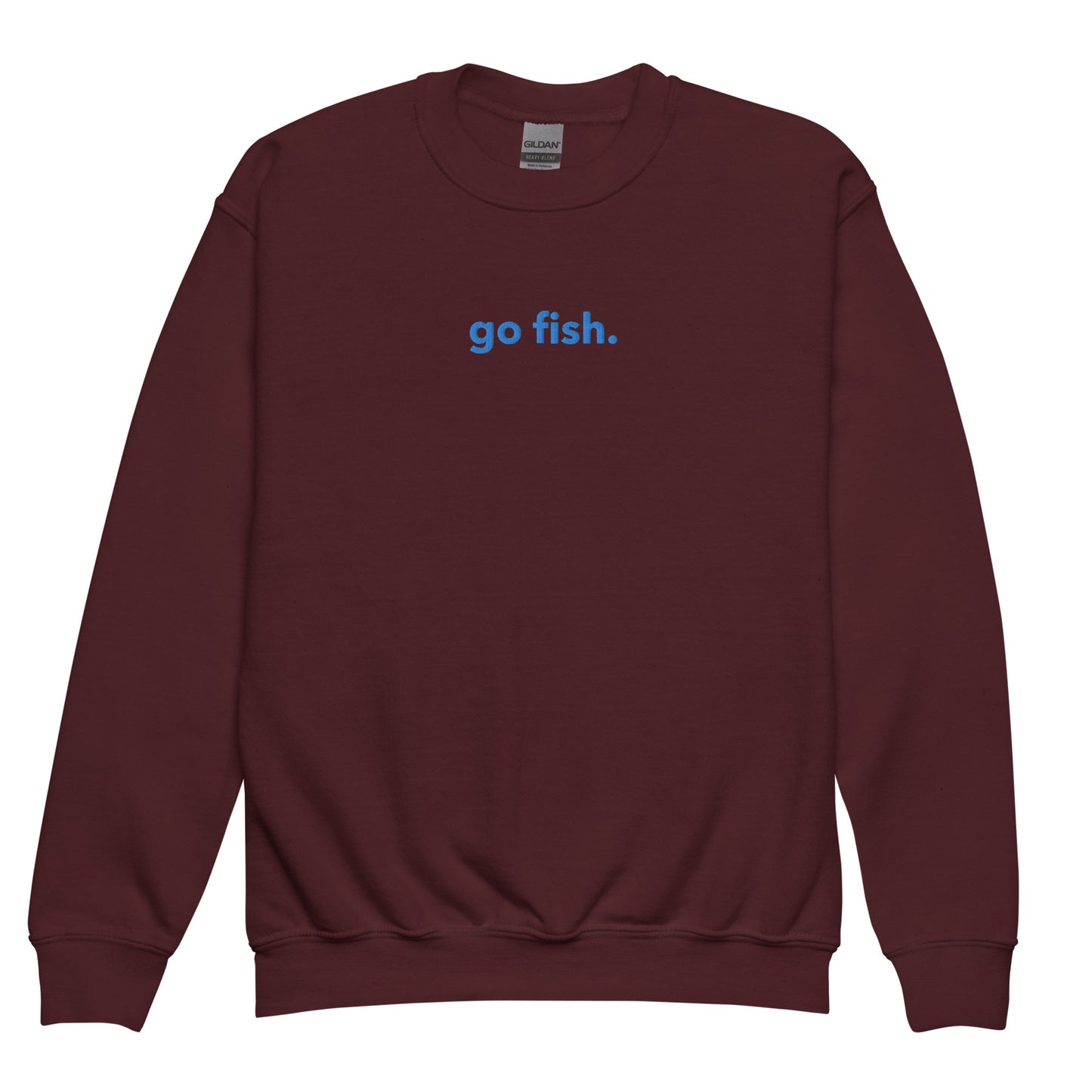 “gofish.”EmbroideredYouth crewneck sweatshirt